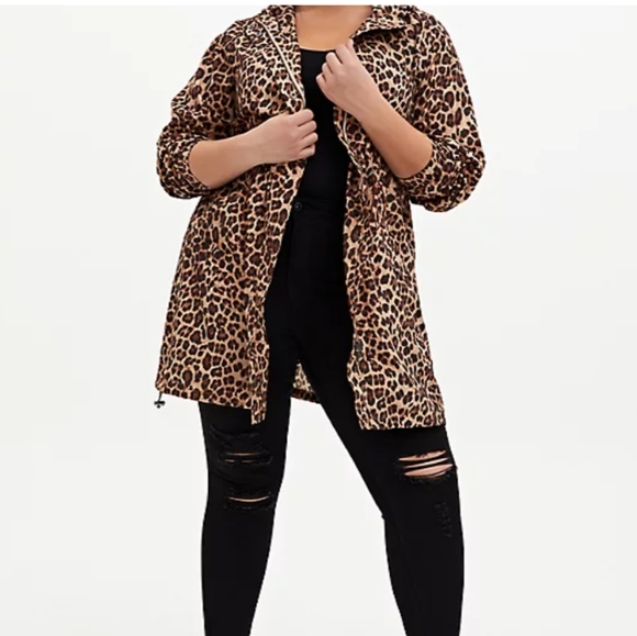 torrid Jackets & Blazers - 🆕LEOPARD NYLON HOODED LONGLINE RAIN JACKET